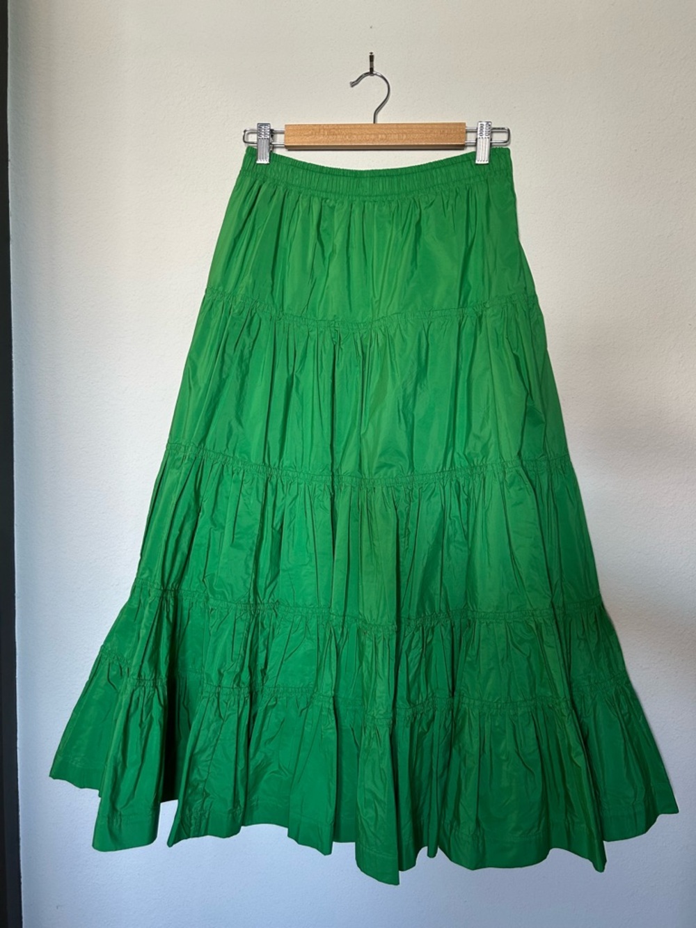 Maeve Bright Green Tiered Maxi Skirt